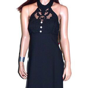 Vintage L.A. Glo Black Embroidered Bodice Maxi Dress 5/6 NWT